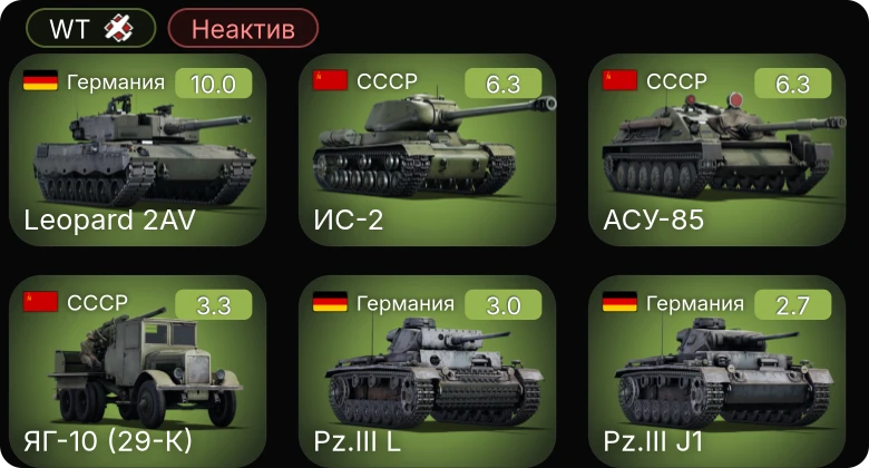 WT — Неактив | 7 ранг: 1шт