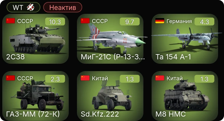 WT — Неактив | 7 ранг: 1шт 6 ранг: 1шт