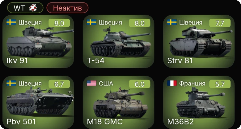 WT — Неактив | 5 ранг: 3шт