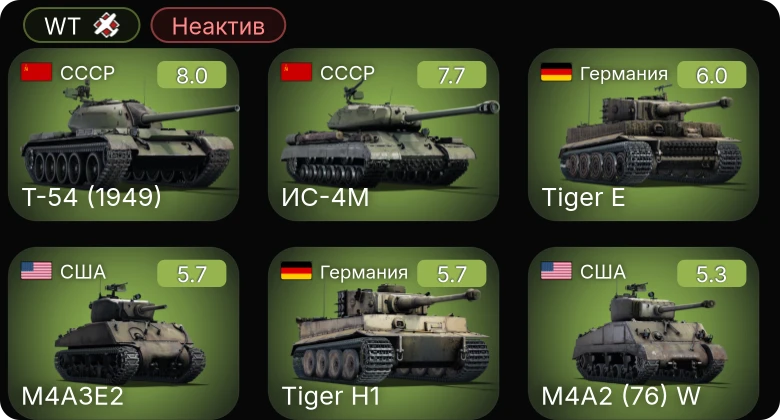 WT — Неактив | 5 ранг: 2шт
