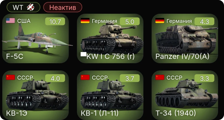 WT — Неактив | 7 ранг: 1шт