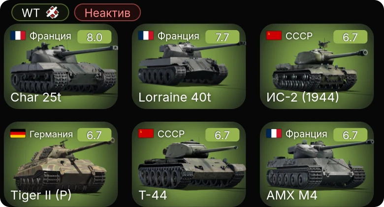 WT — Неактив | 5 ранг: 2шт
