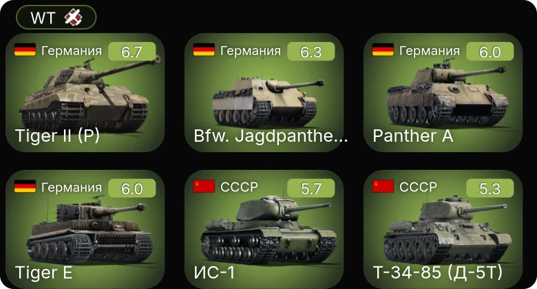 WT — Bfw. Jagdpanther G1 | A6M5 Ко | P-51 | P-47D-28 | P-63A-5