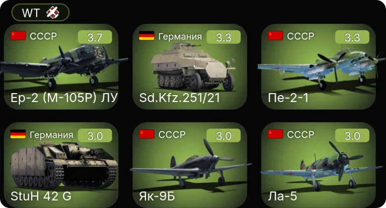 WT — Ер-2 (М-105Р) ЛУ | Sd.Kfz.251/21 | Як-9Б | МиГ-3-34 | Ла-5