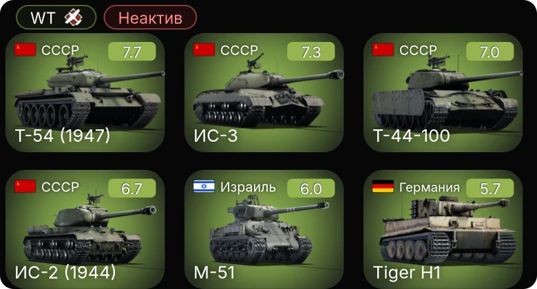 WT — Неактив | 5 ранг: 3шт