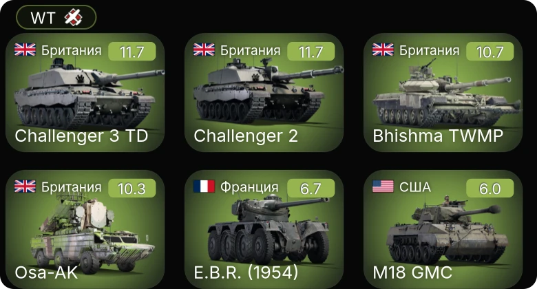 WT — 8 ранг: 1шт 7 ранг: 4шт