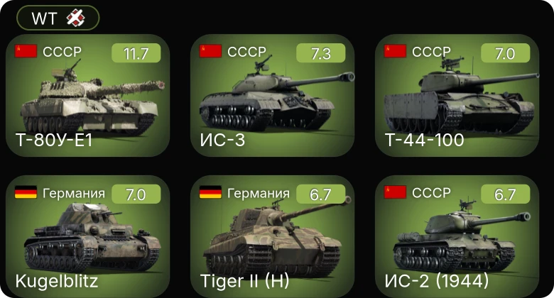 WT — 7 ранг: 1шт 5 ранг: 2шт