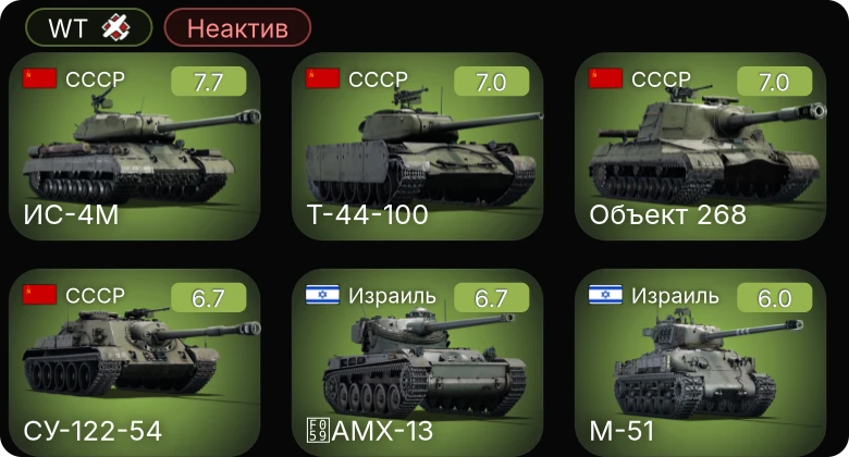 WT — Неактив | 5 ранг: 4шт