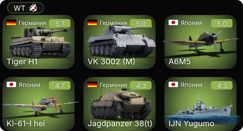 WT — Ki-61-I hei | Jagdpanzer 38(t) | VK 3002 (M) | A6M5 | Z12 Erich Giese