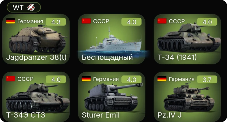 WT — Jagdpanzer 38(t) | F4F-3 | P-40F-10 | Sturer Emil | Ju 88 A-4