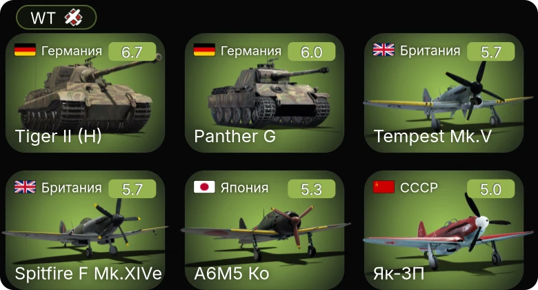 WT — Як-3П | Spitfire F Mk.XIVe | Tempest Mk.V | Ki-61-I hei | J2M4 Kai