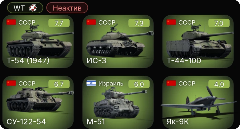 WT — Неактив | 5 ранг: 4шт