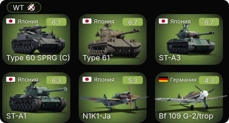 WT — Bf 109 G-2/trop | Type 61 | ST-A1 | ST-A3 | N1K1-Ja