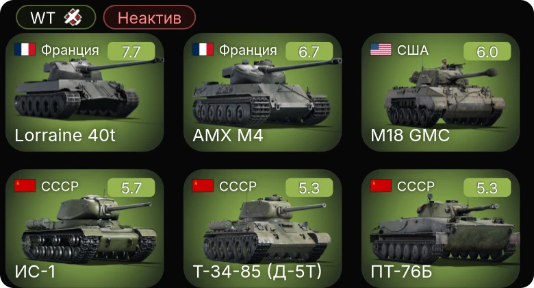 WT — Неактив | 5 ранг: 1шт