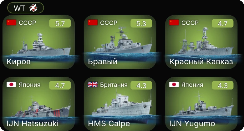WT — Бравый | Киров | Красный Кавказ | IJN Hatsuzuki | He 111 H-6