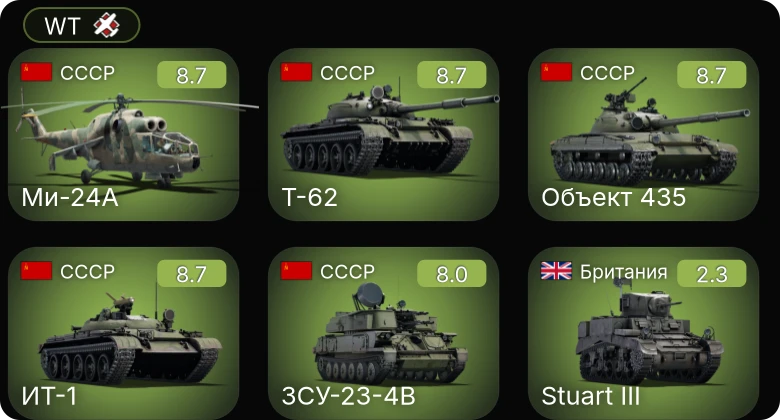 WT — 6 ранг: 4шт 5 ранг: 1шт