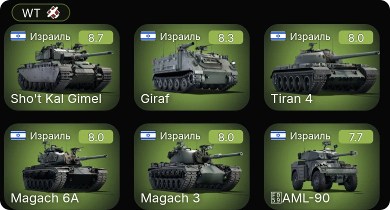 WT — 6 ранг: 2шт 5 ранг: 3шт