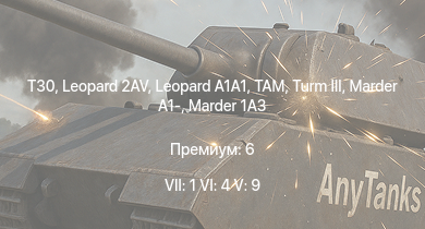 WT — 7 ранг: 1шт 6 ранг: 4шт 5 ранг: 9шт T30