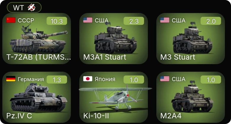 WT — Неактив | 7 ранг: 1шт Т-72АВ (TURMS-T)