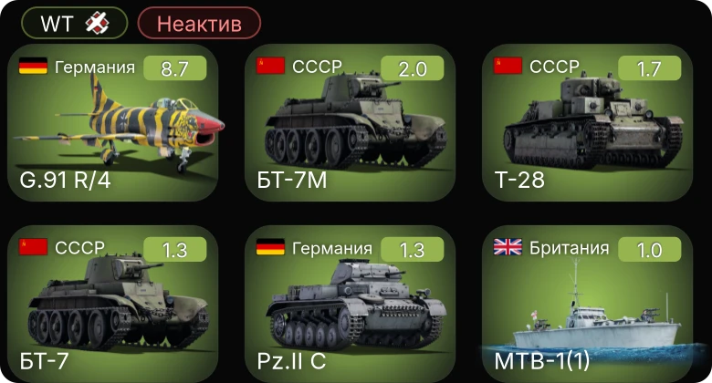 WT — Неактив | 5 ранг: 1шт