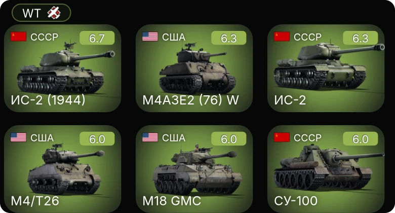 WT — M4/T26 | M4A3E2 (76) W | ИС-2 | ИС-2 (1944) | СУ-100