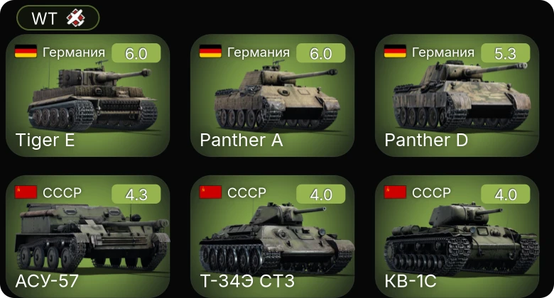 WT — АСУ-57 | M5A1 | M4A1 | P-400 | M16 MGMC