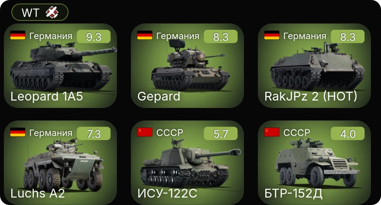 WT — 6 ранг: 3шт 5 ранг: 1шт