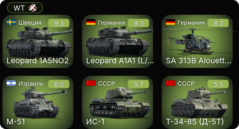 WT — 6 ранг: 2шт 5 ранг: 1шт
