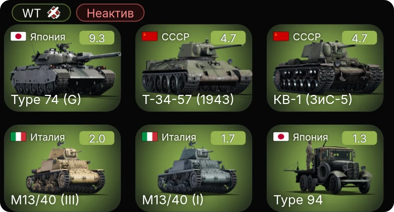 WT — Неактив | 6 ранг: 1шт