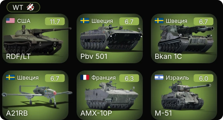 WT — 7 ранг: 1шт 5 ранг: 1шт