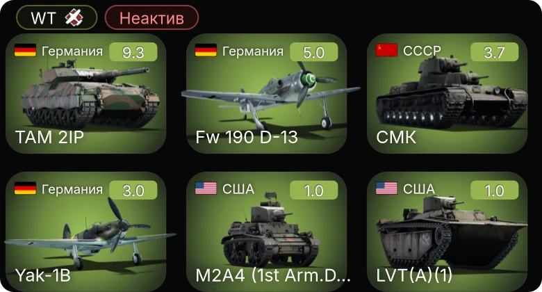 WT — Неактив | 6 ранг: 1шт