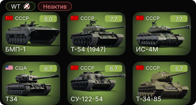 WT — Неактив | 5 ранг: 4шт