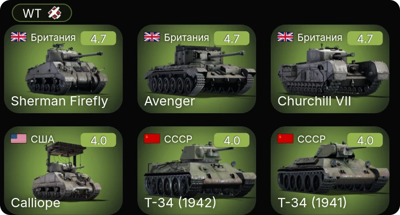 WT — Calliope | Sherman Firefly | Avenger | Churchill VII | M24