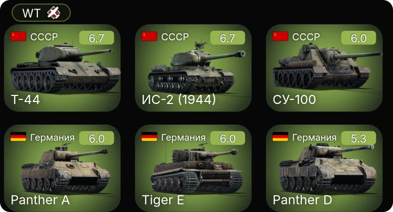 WT — Т-44 | ИС-2 (1944) | СУ-100 | ЛаГГ-3-8 | Ла-5