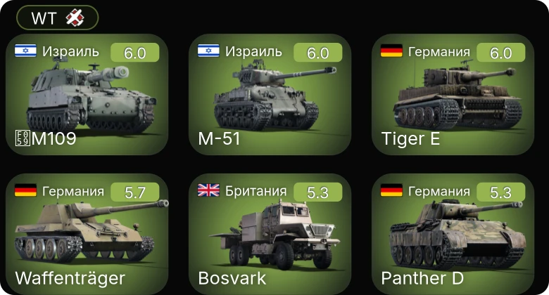 WT — M-51 | TCM-20 | M109 | M19A1 | M42