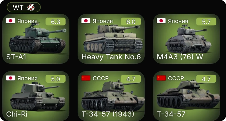 WT — Chi-Ri | M4A3 (76) W | ST-A1 | M24 | Т-34-57
