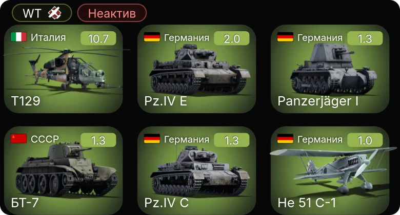 WT — Неактив | 6 ранг: 1шт