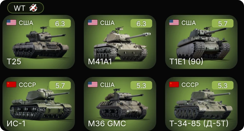 WT — M41A1 | T25 | M36 GMC | T1E1 (90) | M19A1