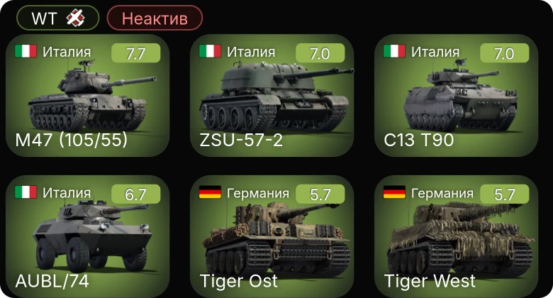 WT — Неактив | 5 ранг: 3шт