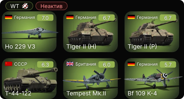WT — Неактив | 5 ранг: 1шт
