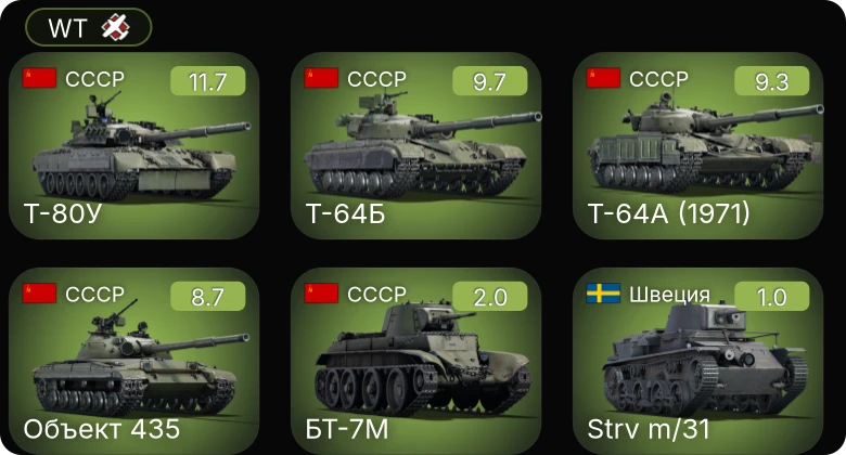WT — 7 ранг: 2шт 6 ранг: 2шт