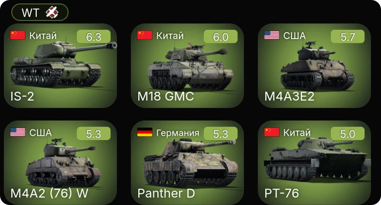 WT — ␗IS-2 | ␗M18 GMC | M4A3E2 | M4A2 (76) W | ␗PT-76
