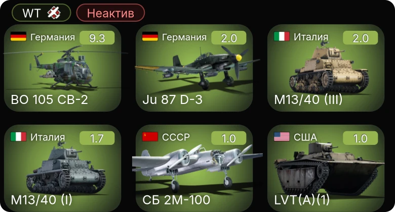 WT — Неактив | 5 ранг: 1шт