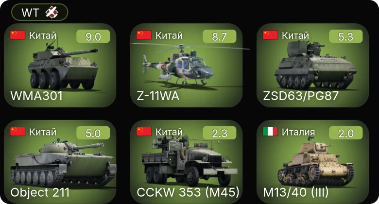 WT — 6 ранг: 1шт 5 ранг: 1шт