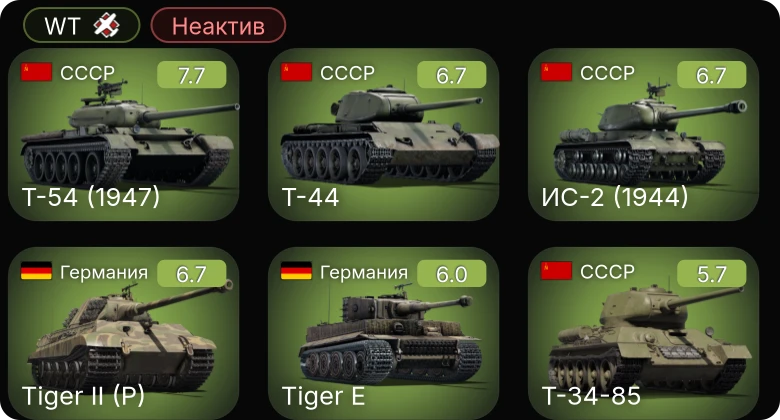 WT — Неактив | 5 ранг: 1шт