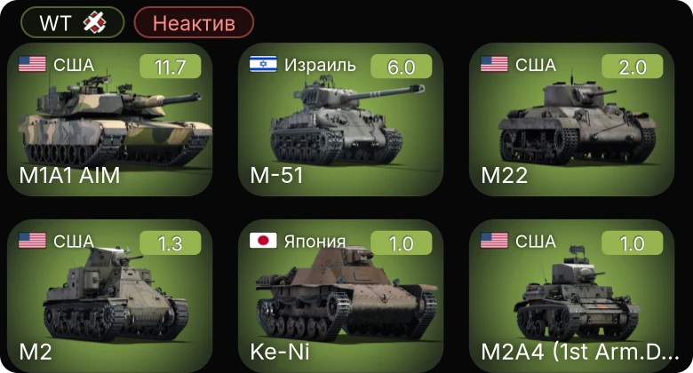 WT — Неактив | 7 ранг: 1шт