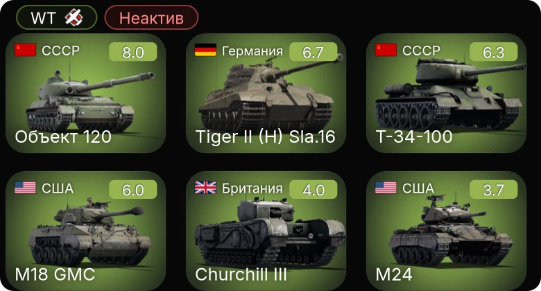 WT — Неактив | 5 ранг: 1шт