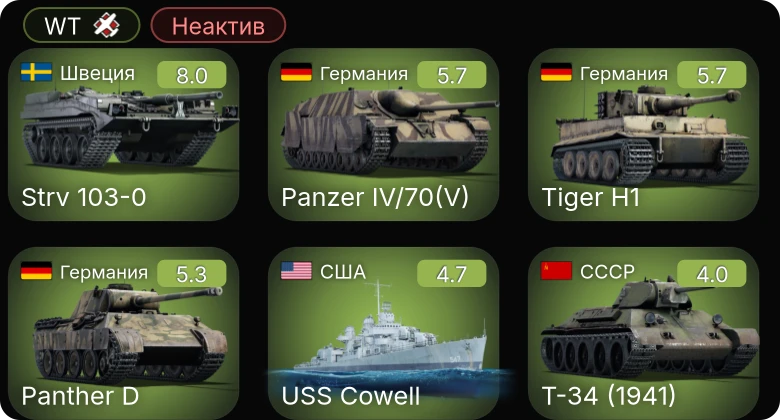 WT — Неактив | 5 ранг: 1шт