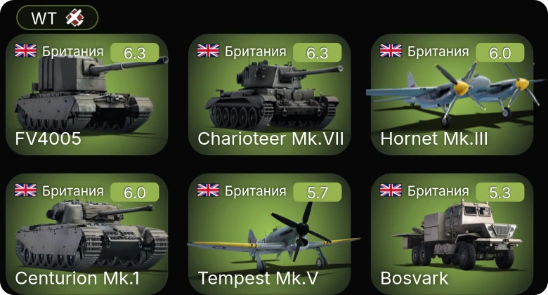WT — Tempest Mk.V | Centurion Mk.1 | Charioteer Mk.VII | FV4005 | Hornet Mk.III