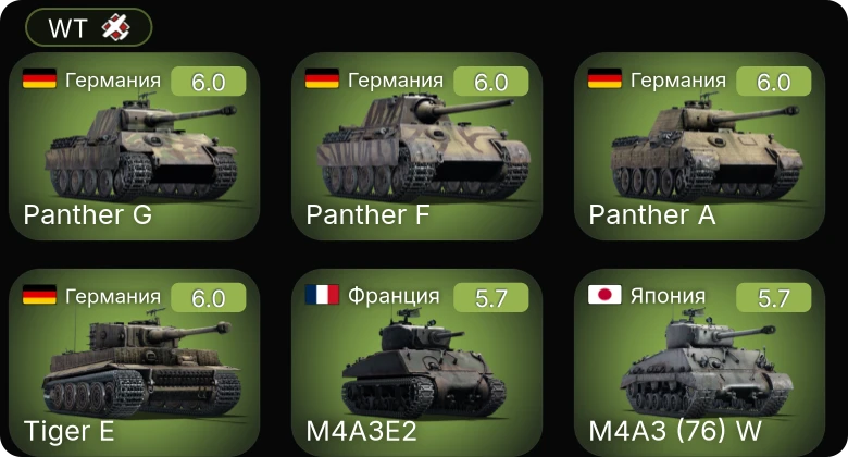 WT — M4A3 (76) W | Chi-Ri | Churchill NA75 | Churchill VII | Churchill III